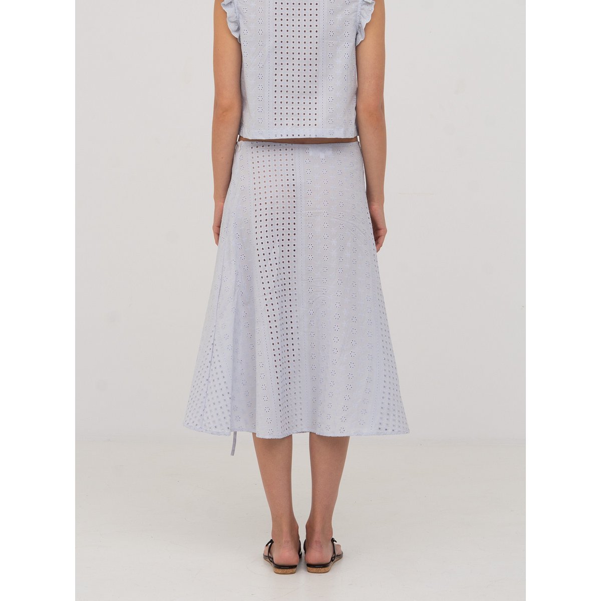 Falda midi blanca Lumora azul