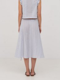 Falda midi blanca Lumora azul