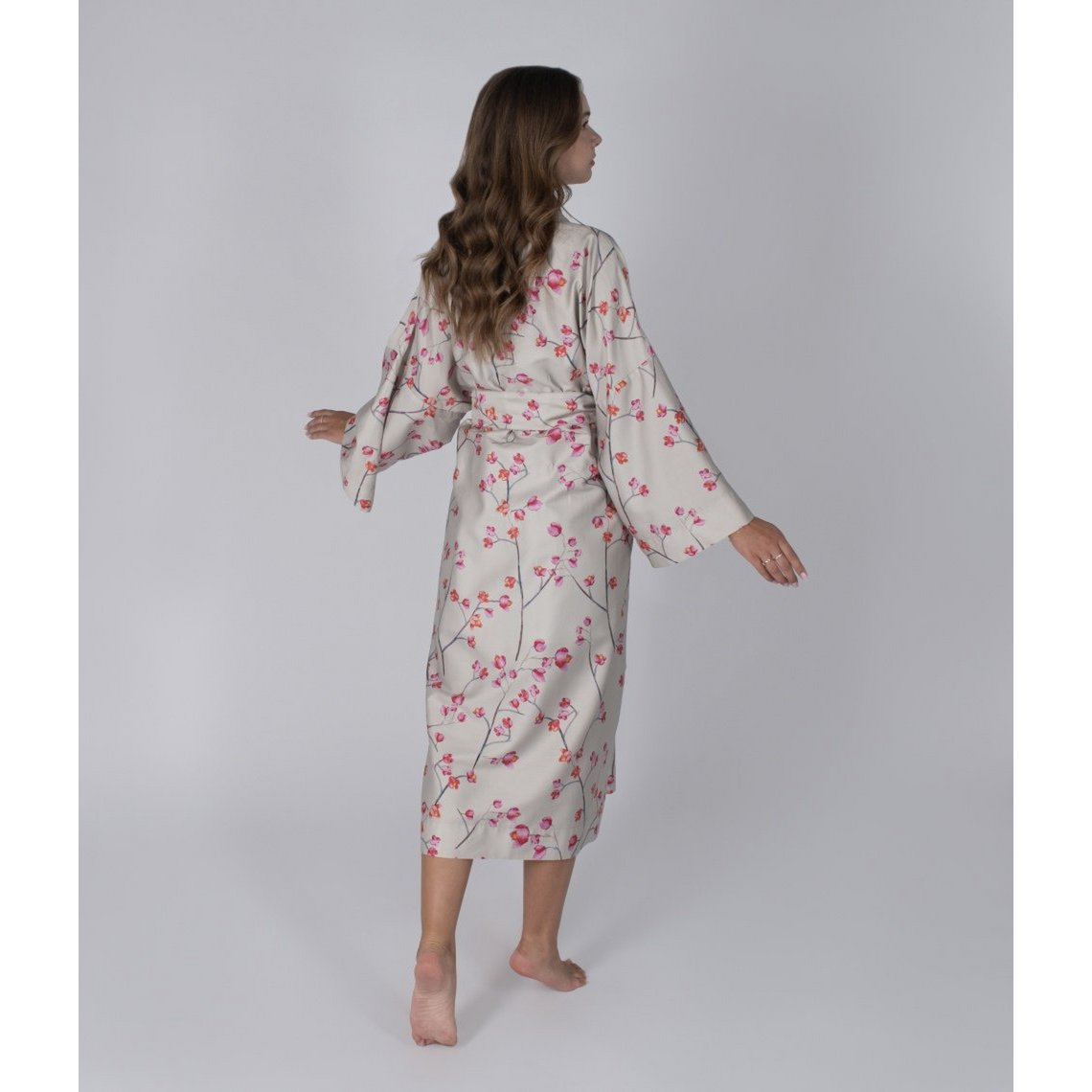 Satin-Robe-Kimono Inspired Almond