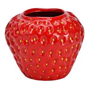 Ceramic strawberry vase, red (W/H/D) 14x12x14cm