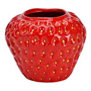 Ceramic strawberry vase, red (W/H/D) 14x12x14cm