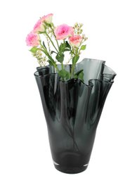 Vase glass wavy smoke gray table vase glass vase 21 x 21 x 30 cm