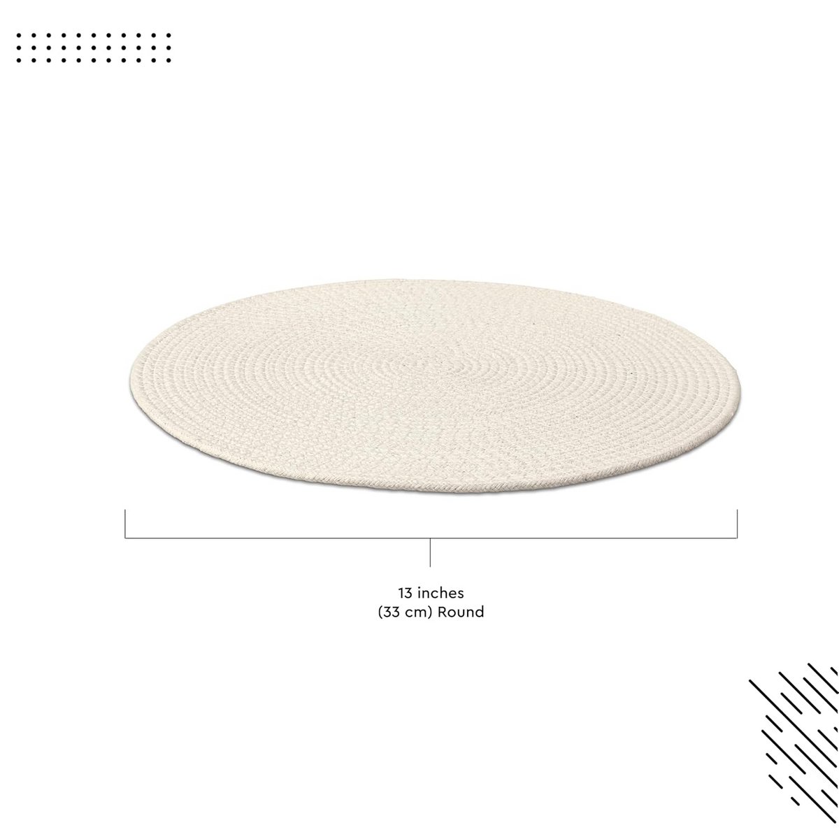 Napperons | Salle à Manger Coton Côtelé Diamètre Blanc | Lot de 4