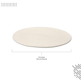 Manteles individuales | Comedor Algodón Acanalado Diámetro Blanco | Juego de 4