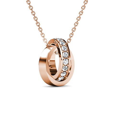 Circle Hoop Pendants - Rose Gold and Crystal