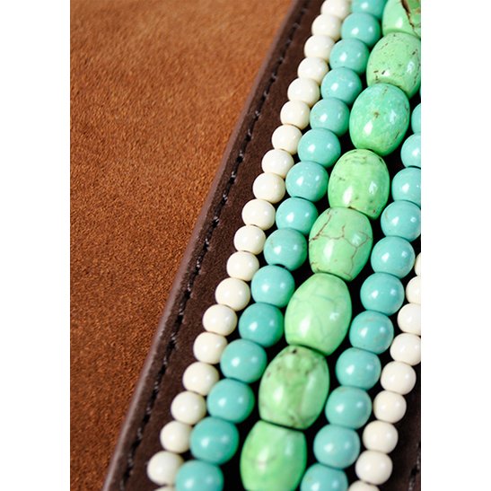 BOHO IBIZA BAG - Mint Ivory shoulder strap (70cm) + Suede bag (Cognac)