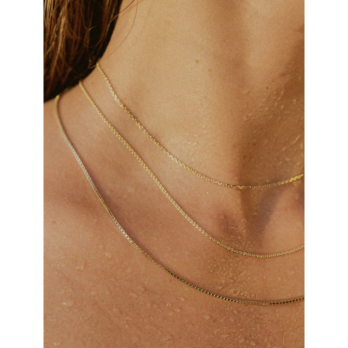 Anchor chain DELICATE thin 14k real gold diamond-plated