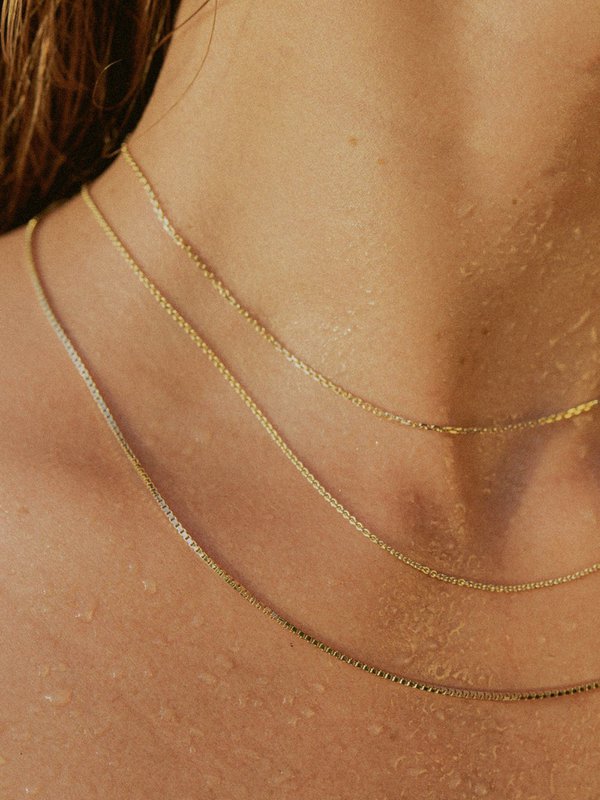 Ankerkæde DELICATE tynd 14k ægte guld diamantbelagt
