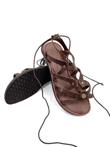 Dames Gladiator Sandalen Bruin, Griekse lederen sandalen voor dames, Bruine sandalen voor dames, Lace Up Gladiator Griekse sandalen voor dames