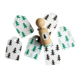 Mini juletræsstempel - træstempel til feriehåndværk