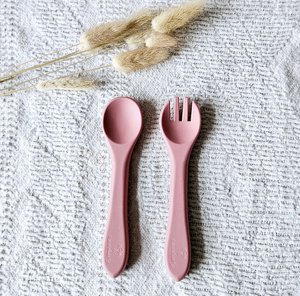 Löffel und Gabel aus Silikon - Puderrosa