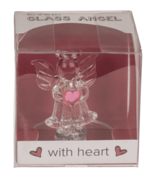 Glass Angel with Heart, 5 cm,