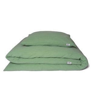 Muslin bed linen "Eliane" 240x220cm • Eucalyptus • with two pillows