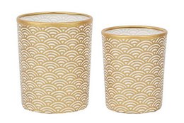 Medium fyrfadsstage lavet af glas & Chiyogami papir | Vand / guld | Håndlavet