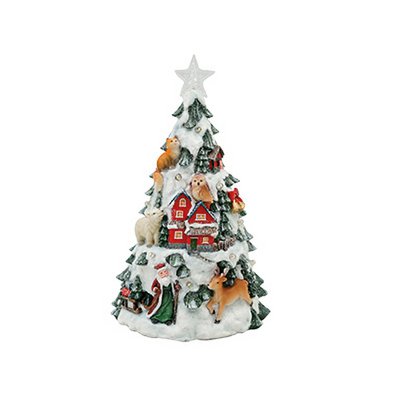 Christmas tree with LED light made of poly, Ø 15.5x25cm
