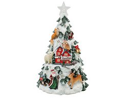 Sapin de Noël avec lumière LED en poly, Ø 15,5x25cm