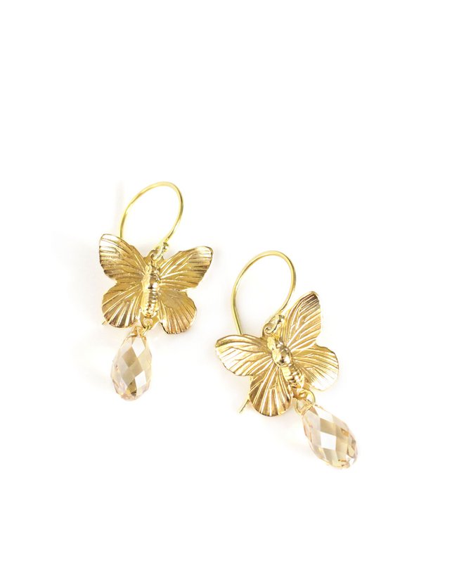 18 Karat vergoldete Schmetterlingsohrringe mit Golden Shadow-Tropfen