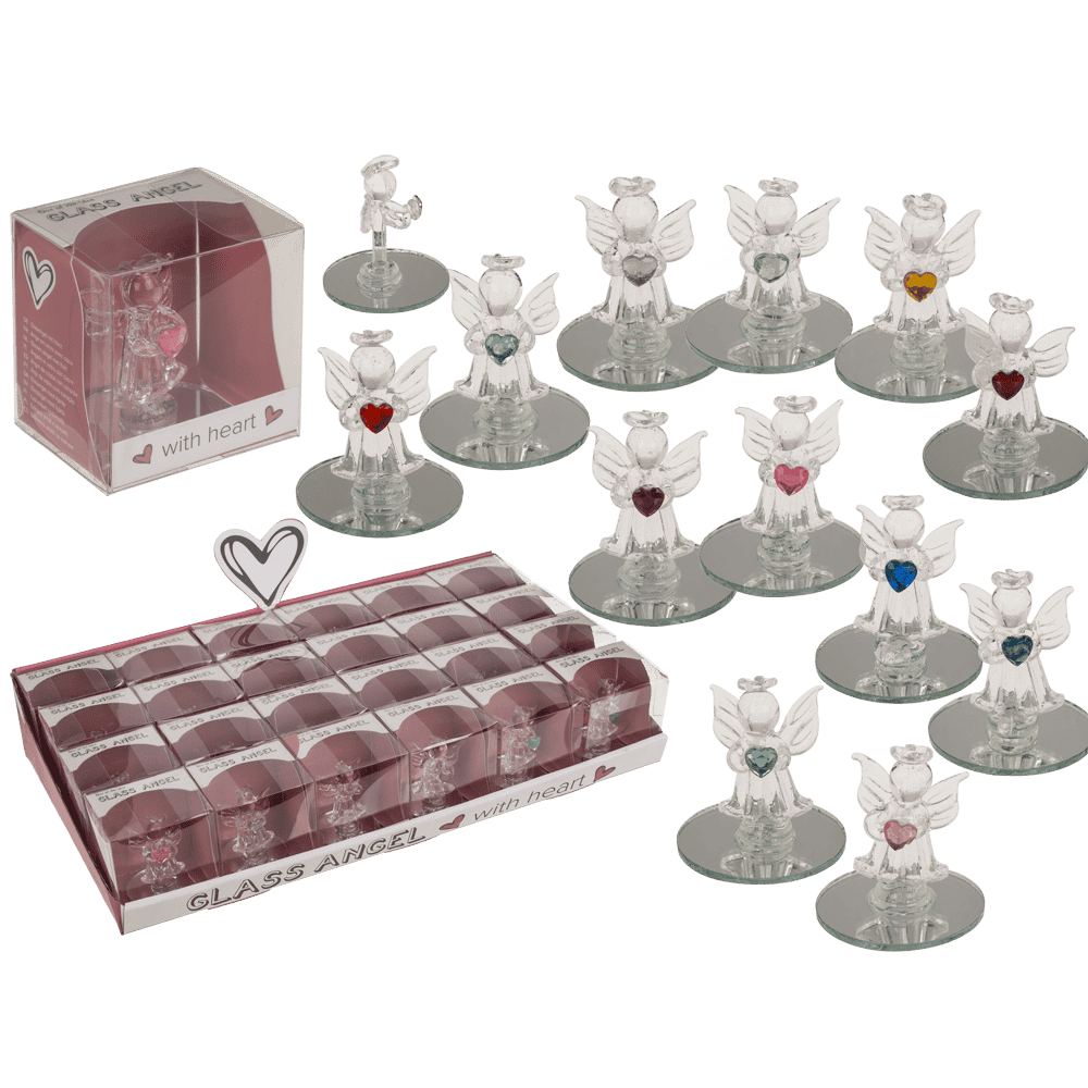 Glass Angel with Heart, 5 cm,