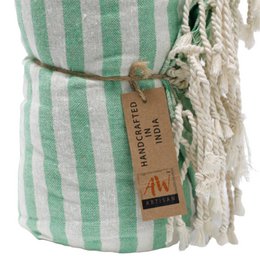 Katoenen Pario Handdoek - 100x180 cm - Picknick Groen