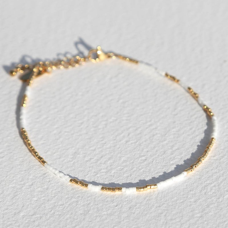 Bracelet de cheville miyuki or blanc