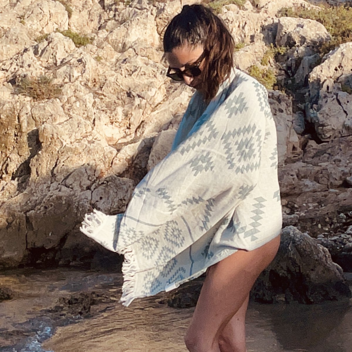 Kilim Pastel Blue Handwoven