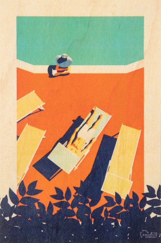 Carte postale en bois riviera piscine