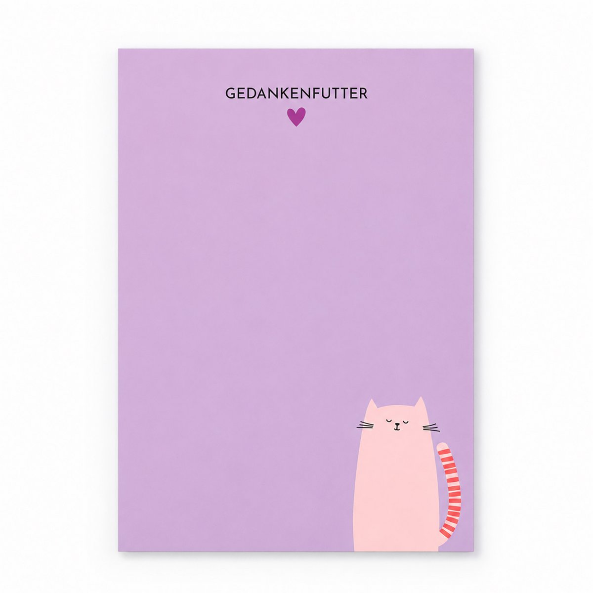 Notizblock A6 Katze „Gedankenfutter“ - Lila Block - 50 Blatt aus Recyclingpapier