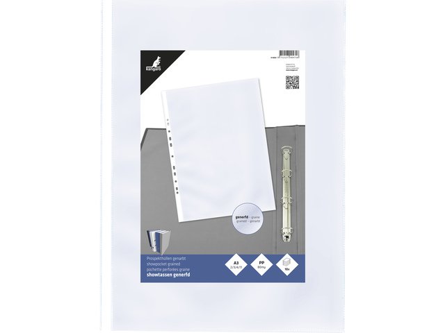 Showtas Kangaro A3 PP 11r. 80 micron transp.generfd 10 st. staand
