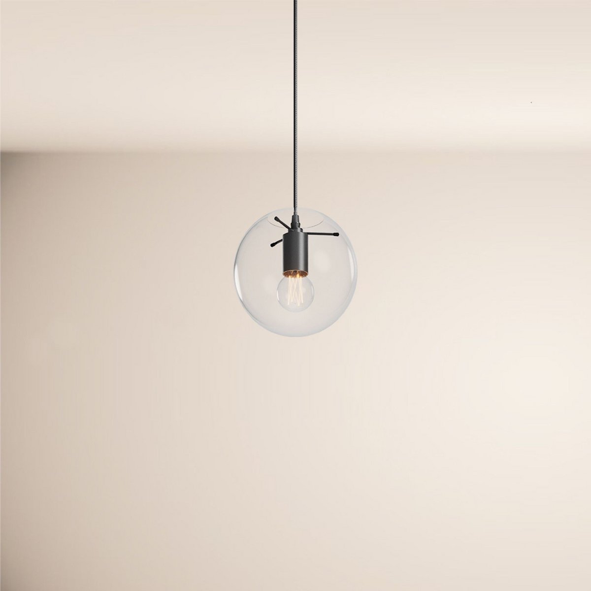 s.luce Orb glass ball gallery light 500cm suspension black