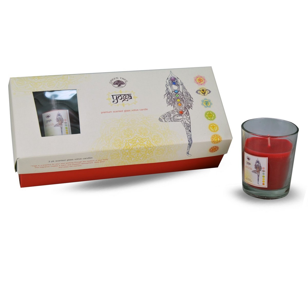Green Tree Yoga Glas Votivkerze 3-teiliges Geschenkset