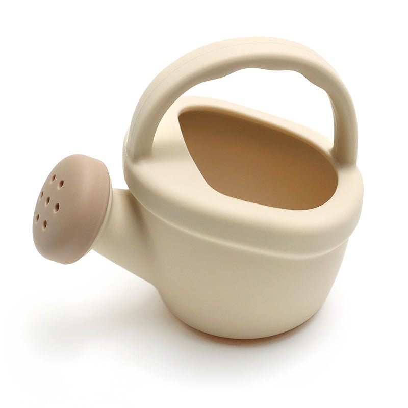 Seau en silicone avec arrosoir, cuillère et moules - Beige