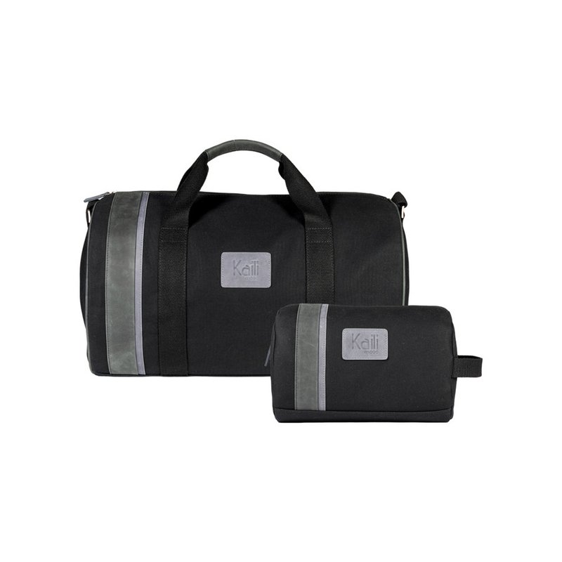 K2005AF | Beauty Case in Canvas 100% Cotton/Genuine Full Grain Leather, Naked. Black colour. Side handle. Zipper closure. Dimensions: 25 x 15 x 17 cm. Packaging: TNT bag