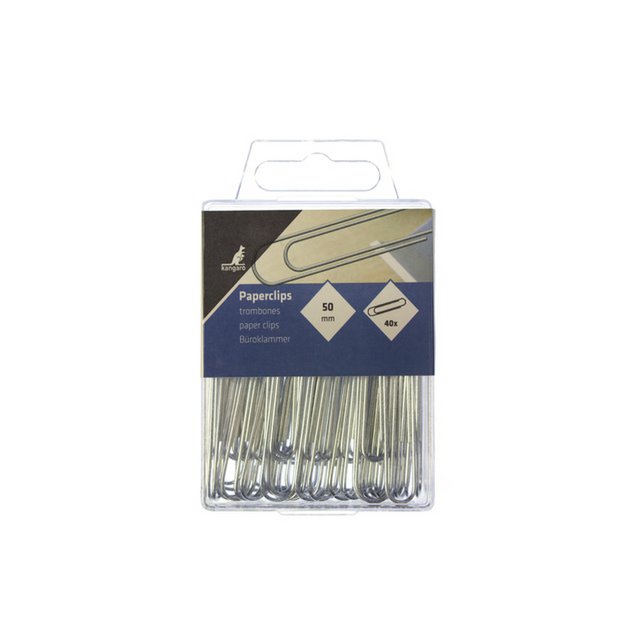 Clips Kangaro 50 mm redondos caja de plástico 40 uds galvanizado