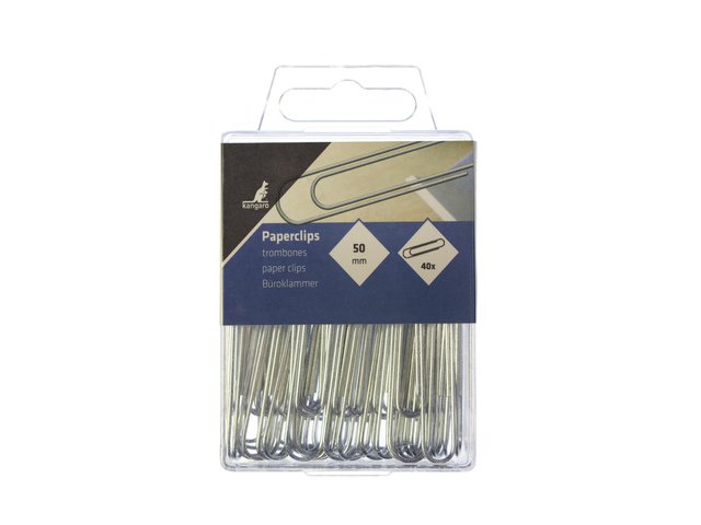 Clips Kangaro 50 mm redondos caja de plástico 40 uds galvanizado