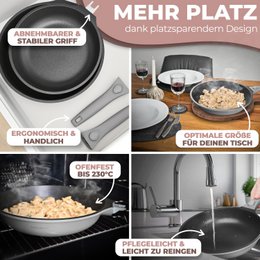 Froh Pan 24 cm, rivestimento non -stick, maniglie rimovibili, induzione, a prova di forno (grigio)