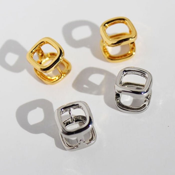Modern Square Huggie Stud Earrings