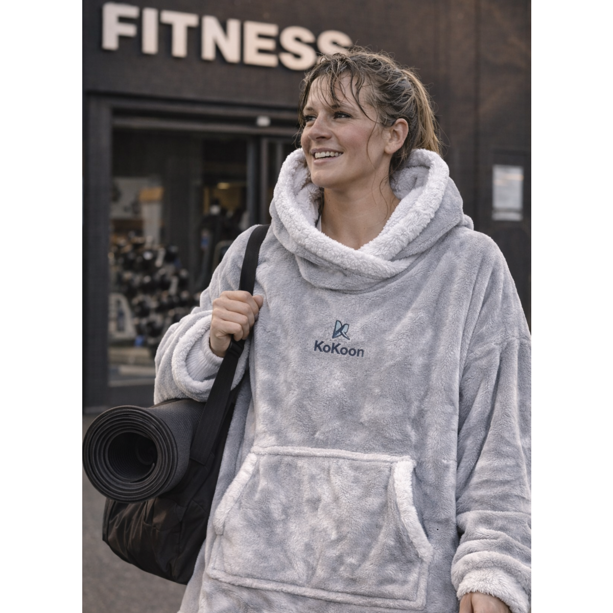 KoKoon sportponcho met capuchon – na het sporten en herstellen – onmiddellijke warmte – fitness, dans, rugby – ultrazacht – universele maat