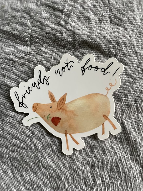 Vinyl Sticker Friends not food, pig