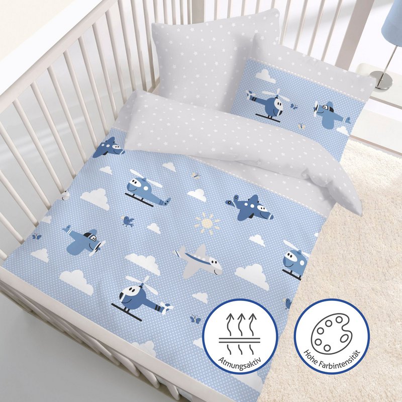 Beaver bed linen set 100x135cm airplanes blue