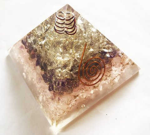 Rose-Amethyst-Crystal Quartz Orgone Pyramid
