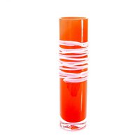 Rote Vase mit weißer Spirale – Höhe 24 cm – Glas