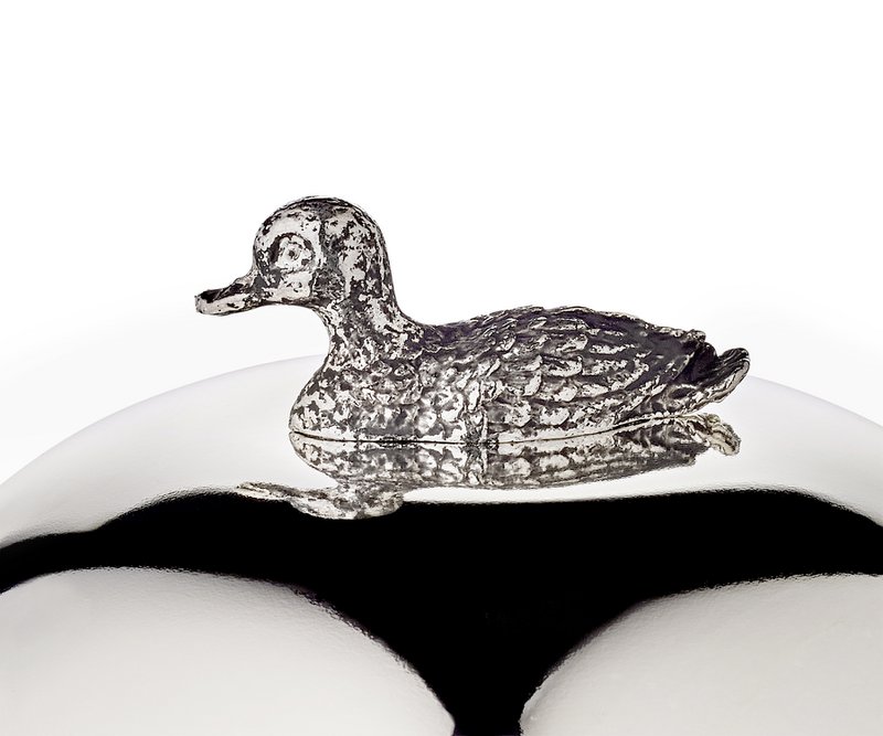 EDZARD jam jar duck with spoon, noble silver-plated, height 10 cm, diameter 10 cm
