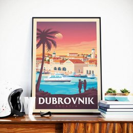 Affiche Dubrovnik Vintage | Poster Ville Dubrovnik Croatie