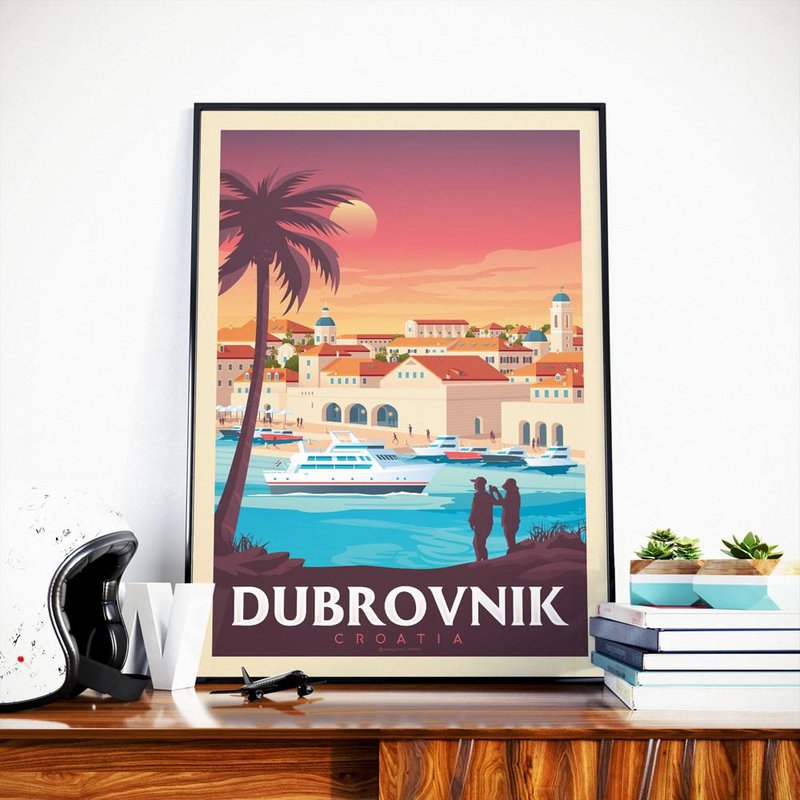 Affiche Dubrovnik Vintage | Poster Ville Dubrovnik Croatie