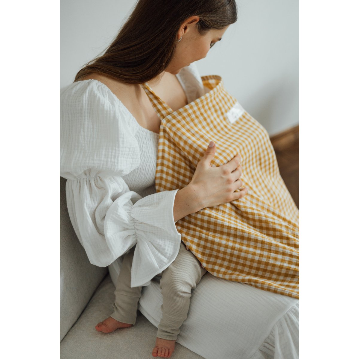 TISU nursing cover, Mustard Gingham