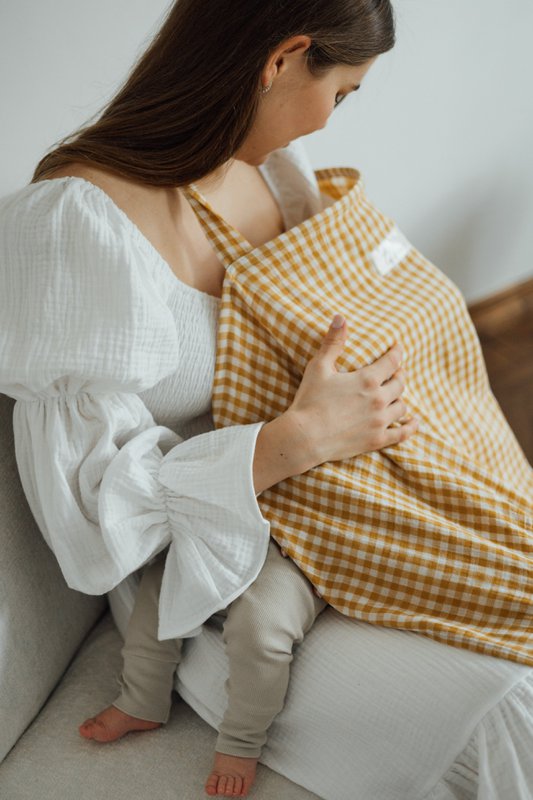 Tisu Nursing Cover, Mustard Gingham