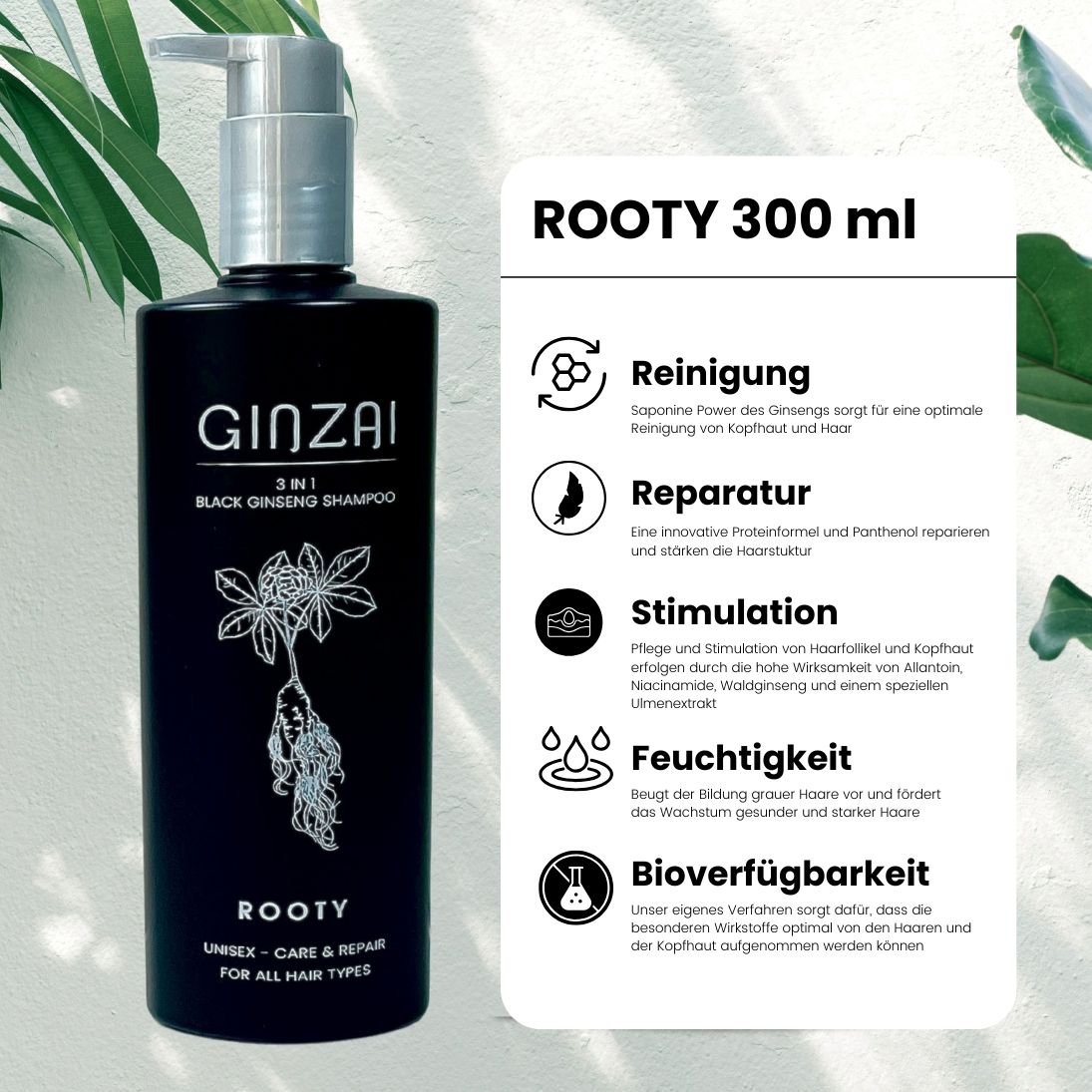 ROOTY - Shampoing 3en1 au Ginseng Noir