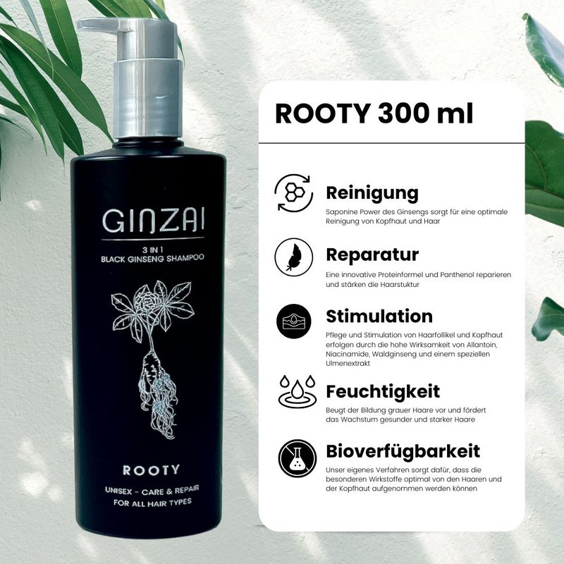ROOTY - Champú 3 en 1 con Ginseng Negro