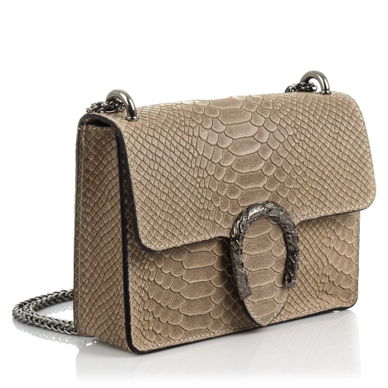 Firenze Artegiani. Lorenza Bolso de mano Mujer.Piel auténtica Gamuza Grabado Serpiente