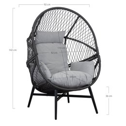 Rosario Lounge Chair - Lounge Chair, polyrattan, black, incl. cushions